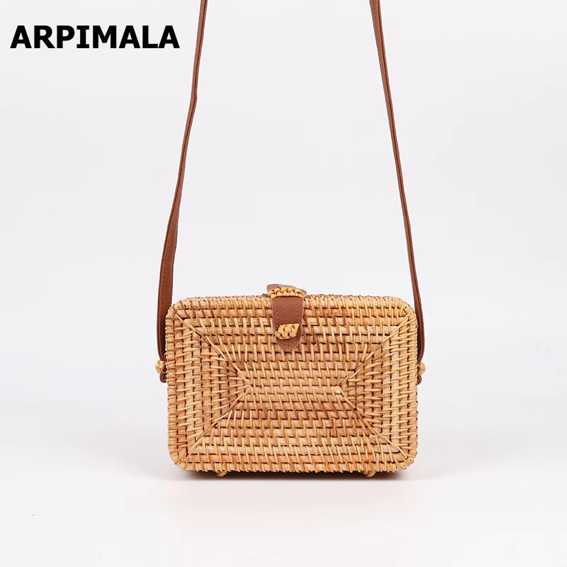 ARPIMALA квадратные пляжные сумки дорожная сумка из ротанга ручная работа тканые