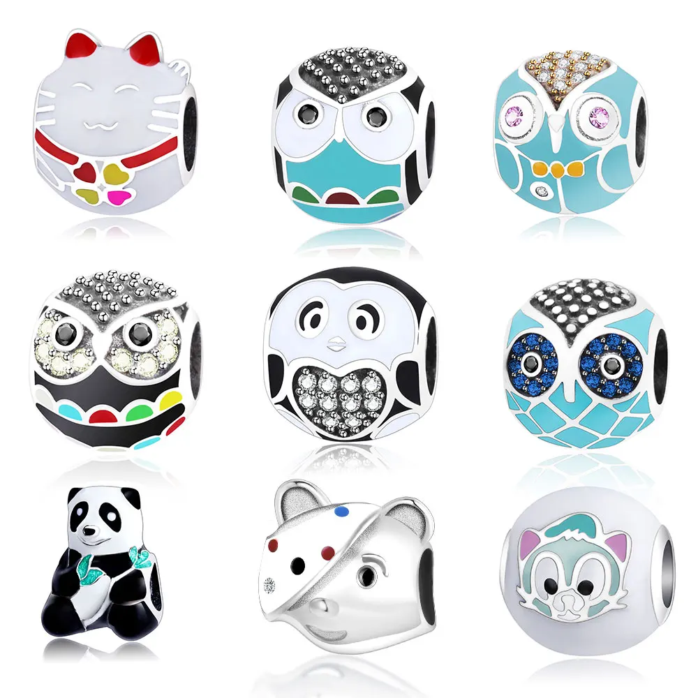 Высокое качество животное кошка сова эмаль Cartoo ювелирное изделие бусины из