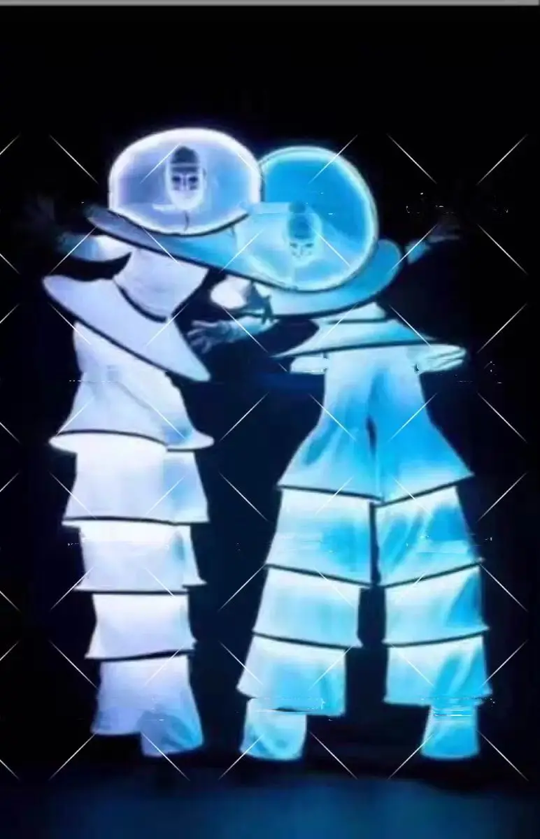 Stage led costume Robot Stilt Suit rgb lumious dance performance costumes Ballroom Catwalk Performance Clothes