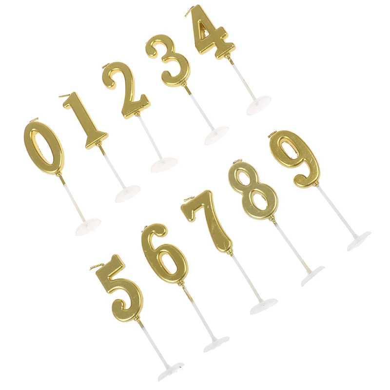 

1pc Celebration Cake Topper Gold Number 0-9 Candles For Wedding Birtay Party Anniversary Decoration Candle