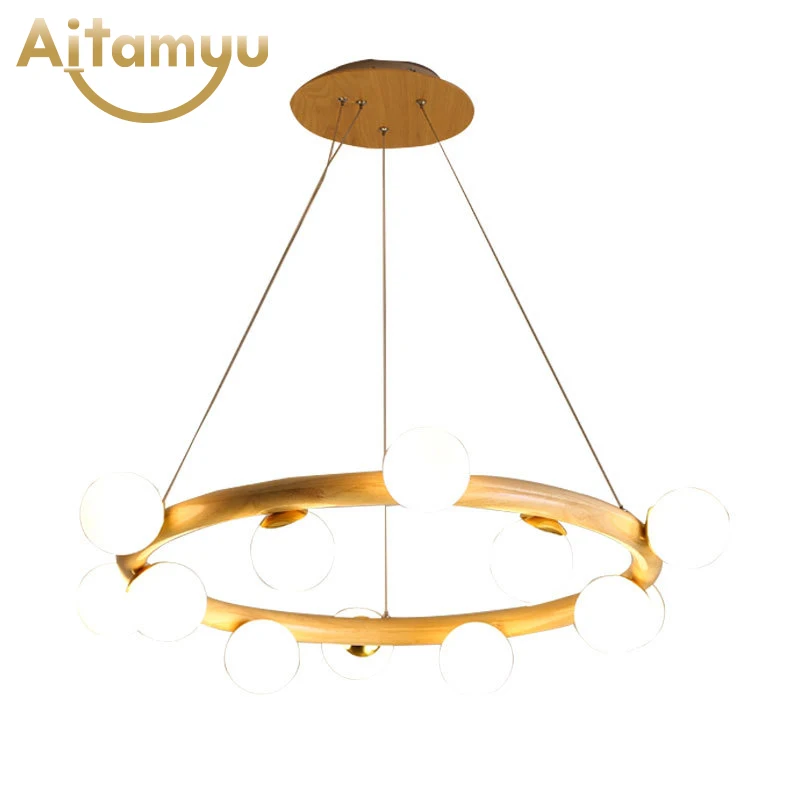 Современные подвесные люстры на шнурке круглая деревянная светодиодная лампа