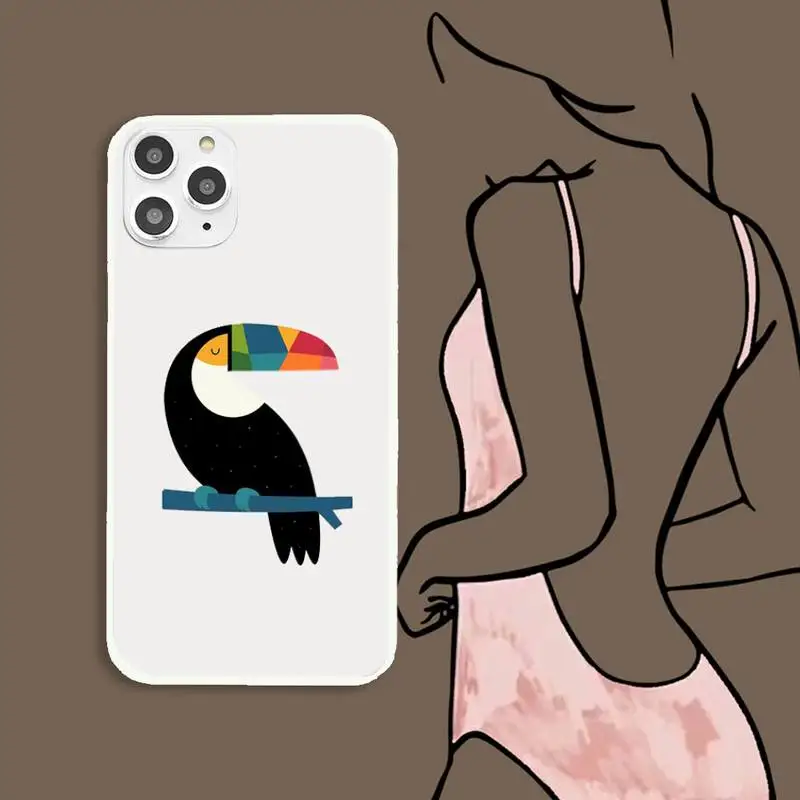 

Cartoon Cute Parrot Phone Case For IPhone 6 6s 7 8 Plus X Xs Xr Xsmax 11 12 Pro Promax 12mini Candy White Silicone Cover