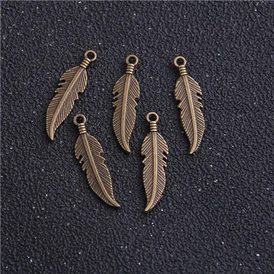 Antique Bronze 30 шт. 7*27 мм античное серебро Цинк сплав перья подвески Diy Ювелирные изделия фурнитура ювелирные аксессуары - Окраска металла: Antique Bronze