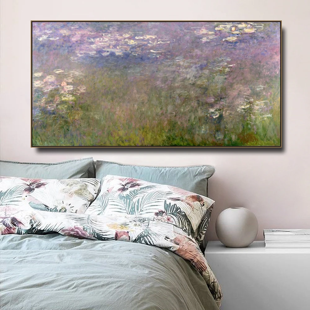 

Water Lilies by Monet on Canvas Painting & Calligraphy Poster Print Living Room House Wall Decor Art Home Decoration Picture