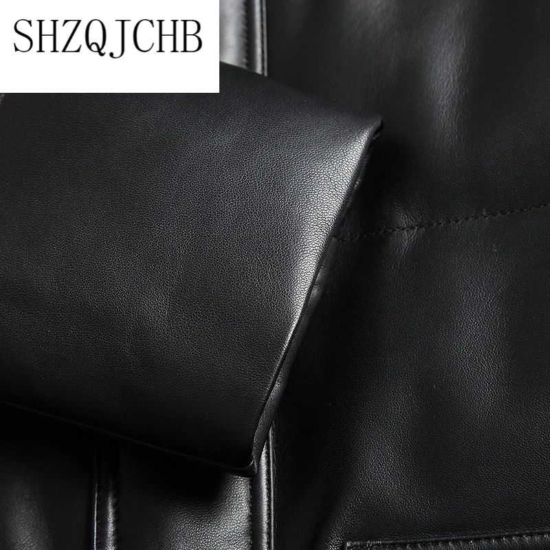 

Men's Coat Genuine Leather Down Jacket Long Winter Sheepskin Coat Fox Fur Collar Real Leather Jacket Men 81X17317 KJ2427