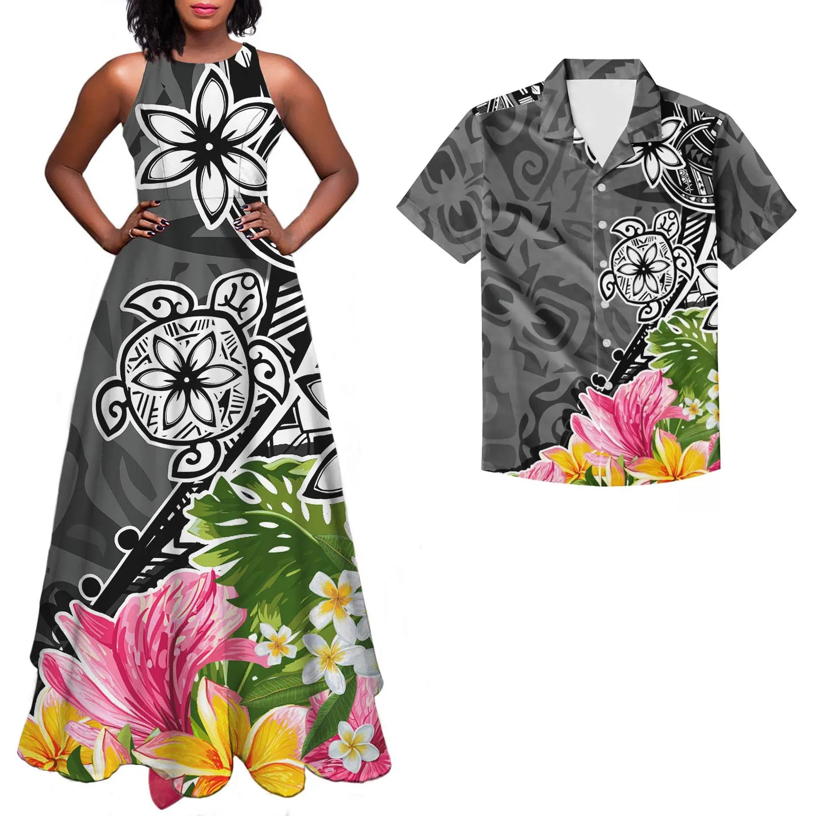 

HYCOOL Hawaii Tank Robe Spring Autumn Thin Long Dress Vestidos 2021 Elegant Women Sexy Dress O-neck Sleeveless Slim Maxi Dress
