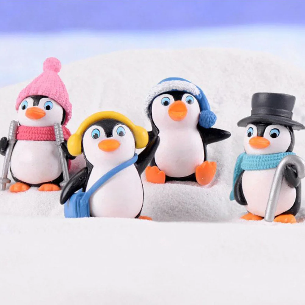 

4PCS DIY Crafts Mini Winter Penguin Miniature Christmas Figurines Cute Penguin Toys Miniature Figurine Fairy Garden Ornaments
