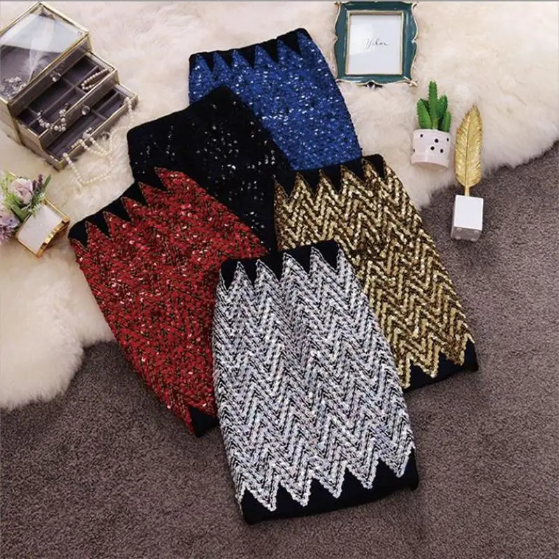 Блестящими Пайетками сексуальная юбка карандаш для женщин 2021 сезон: весна-лето