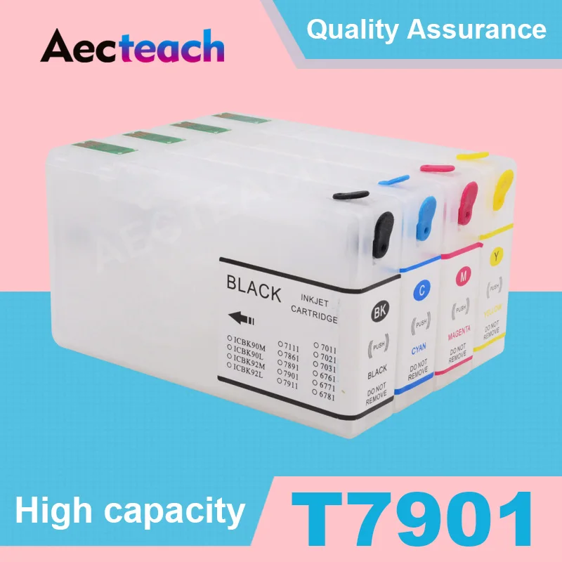 Aecteach 4 цвета пустой чернильный картридж для Epson T7901 WorkForce Pro WF 4630DWF 4640DTWF 5110DW