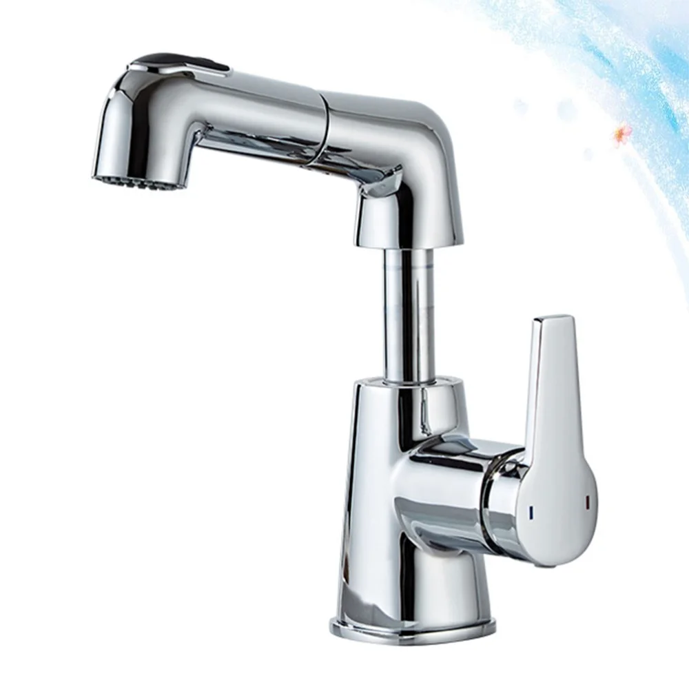 

1PC Bathroom Rise Fall Stylish Wash Tub Hot and Cold Mixing Pulling Type Single Hole for Bathr