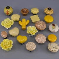 1pc yellow color ceramic flower pumpkin cactus drawer knobs cupboard cabinet wardrobe door drawer pull handle