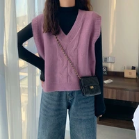 autumn 2021 fashion cute girl sweater vest women jumper v neck pullover knitted vests women preppy style casual loose 8 colors