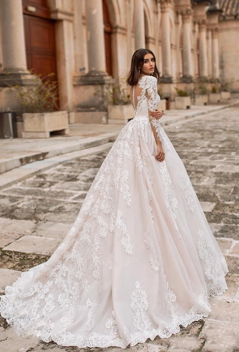 Booma 2020 Великолепные Свадебные платья с длинными рукавами светло-розовые