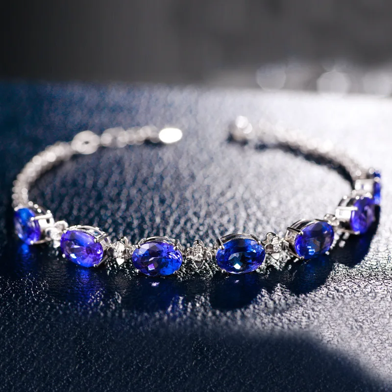 Bague Ringen класса люкс 925 Браслеты стерлингового серебра женское кольцо с голубой сапфир драгоценный камень женские ювелирные украшения подарок