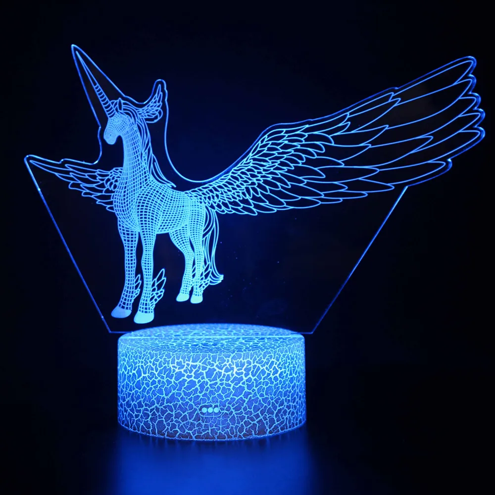 

Unicorn Wings 3d LED Night Lights Baby Sleep USB Table Lamp for Living Room Bedroom Decoration Touch Remtoe Control