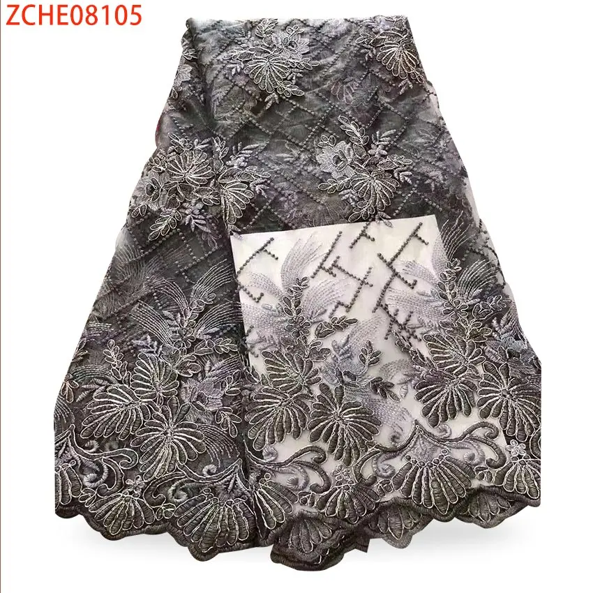 

2021 African exquisite mesh belt embroidery lace fabric suitable for ladies dress wedding dress sewing ZCHE08105