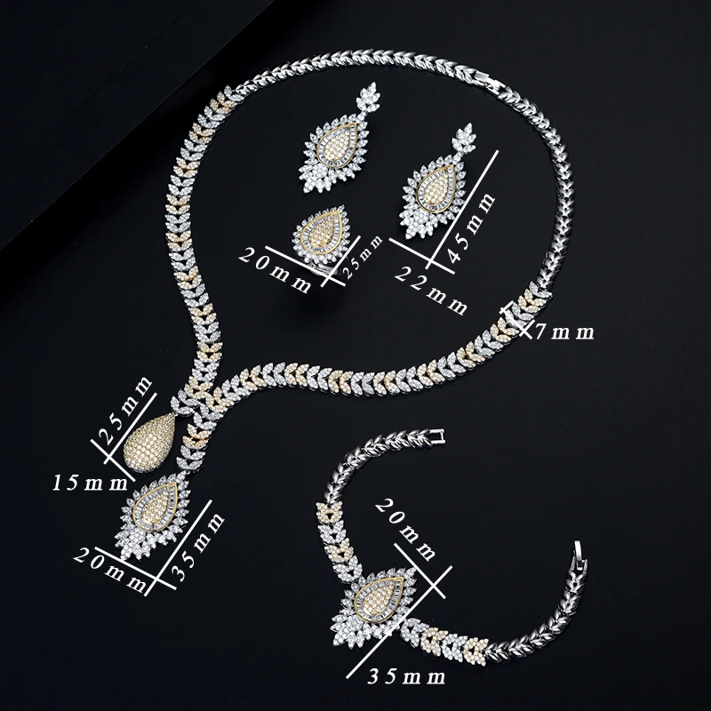 Свадебные ювелирные изделия Be 8 с блестящим кубическим цирконием Дубай набор из 4