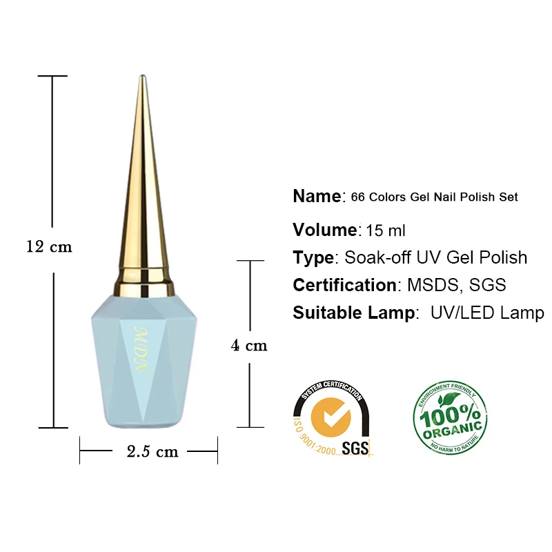 

Eleanos 66Colors Gel Nail Polish Set With 66 Different Bottle Base Coat Semi-permanent UV Gel For Nail Salon Gel Polish Kit 15ml