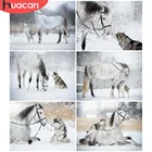 HUACAN, алмазная живопись, стиль хаски, лошадь, зимнее снежное украшение для дома