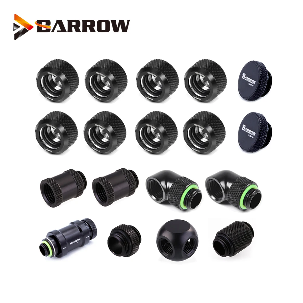 Barrow Water Cooling Hand Compression Hard Tube Fitting / Rigid Tubing Water Cooling Metal Connector G1/4 Fitting PETG Acrylic