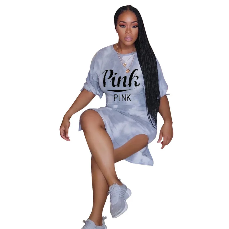 Женское платье футболка с круглым вырезом и коротким рукавом|Женские платья| |