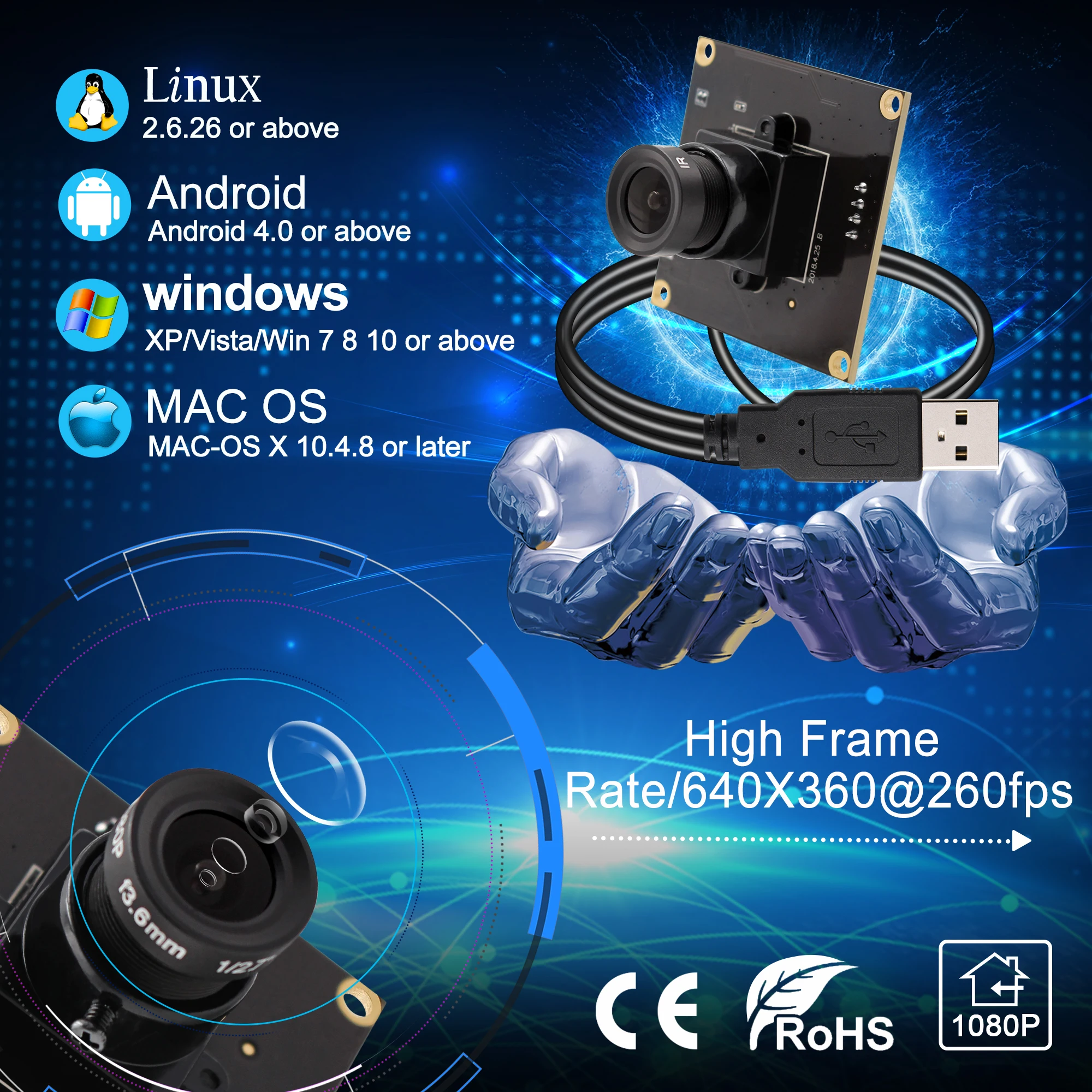 Модуль камеры 1080P 60fps CMOS OV4689 Full HD Usb плата для мини Windows Android Linux MAC USB веб
