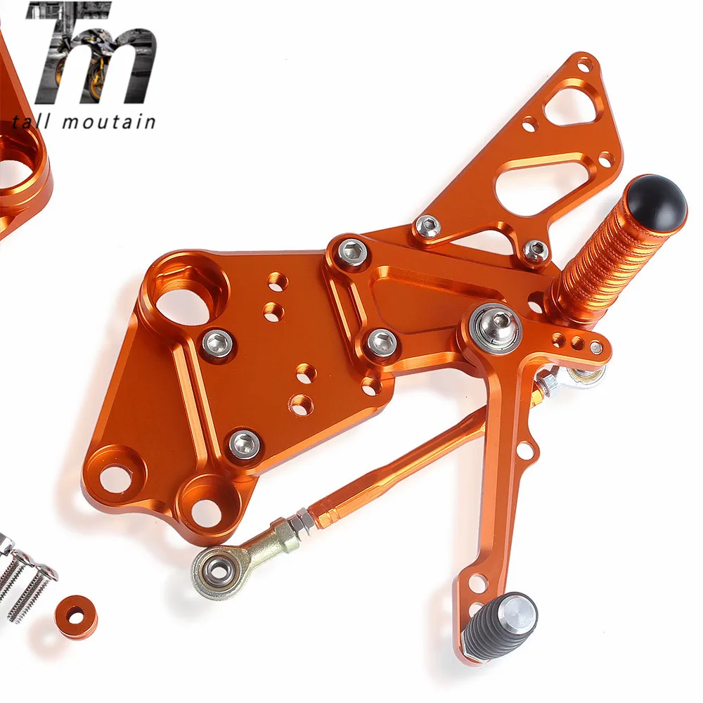 

For KTM Duke 125 200 390 2011 2012 2013 2014 2015 2016 CNC Adjustable Rider Rear Sets Rearset Footrest Foot Rest Pegs Orange Blk