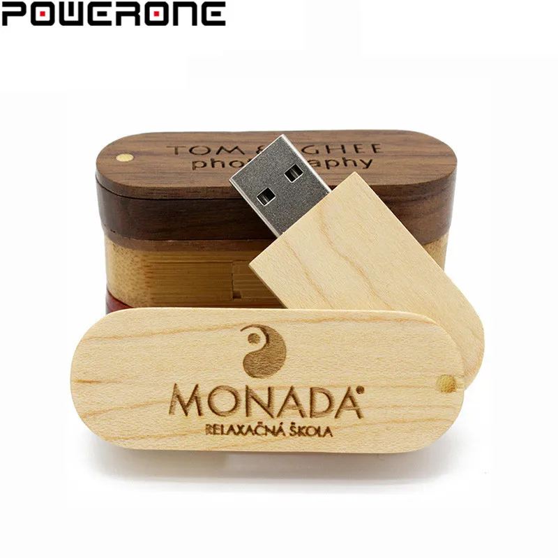 POWERONE Бесплатный флэш накопитель в деревянном корпусе с логотипом на заказ USB флеш