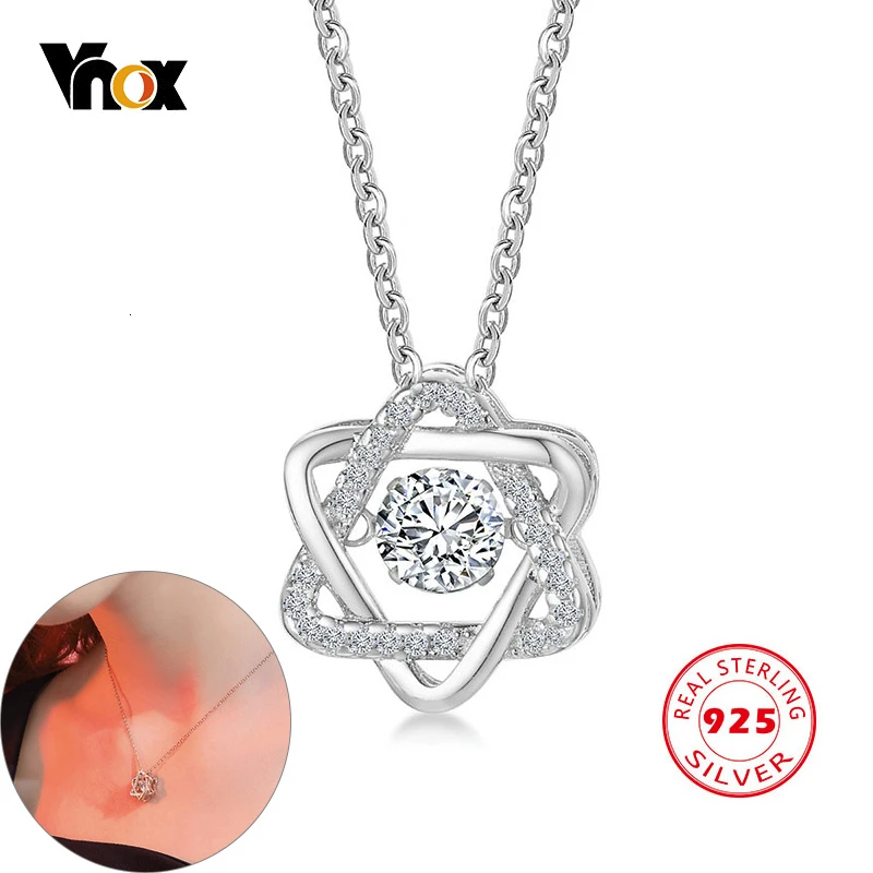 Vnox Bling Shinny CZ камень подвески для женщин S925 Стерлинговое ожерелье вечерние Звезда