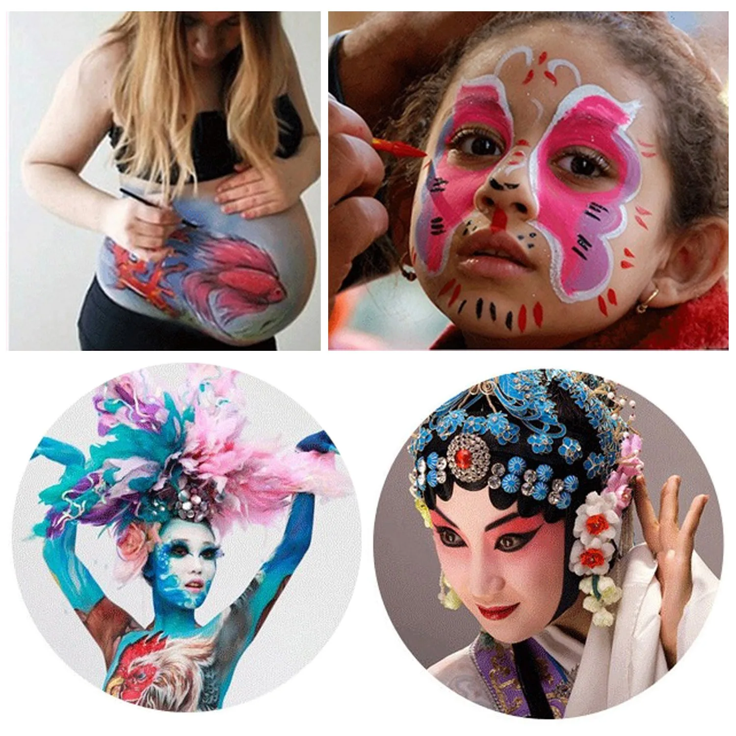 Набор для рисования лица 12 цветов с кисточкой ручка детей и взрослых