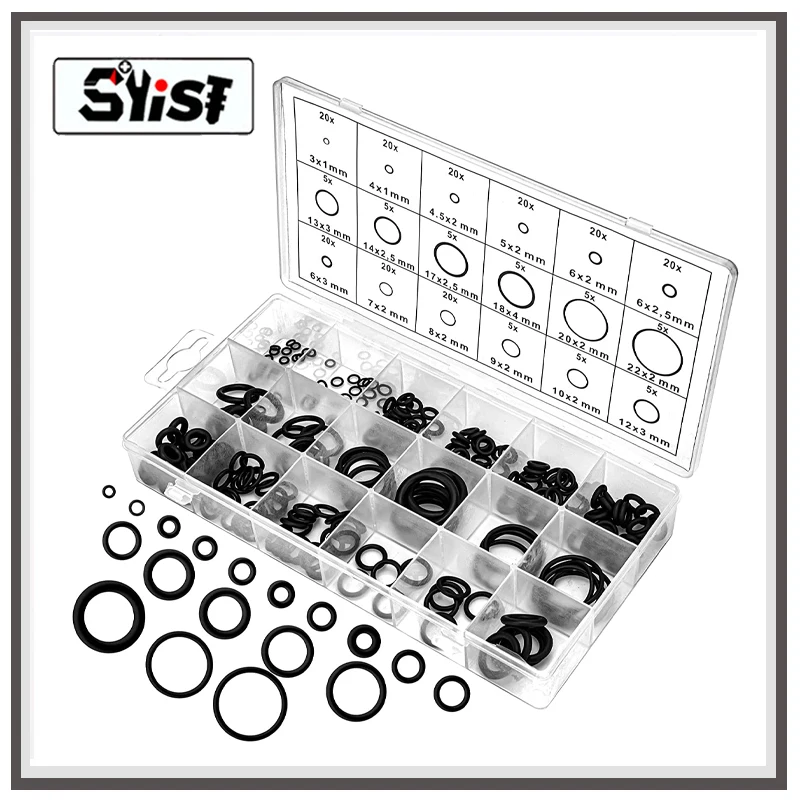 

225 Pcs O-Ring 18 Sizes Rubber Sealing Gasket Rings Washer Seal Assortment Set for Plumbing Automotive General Repair