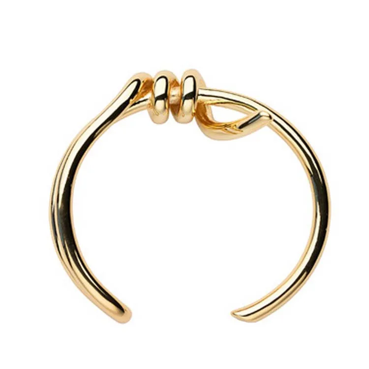 Женские браслеты с витой обмоткой простые позолоченные металлическим покрытием