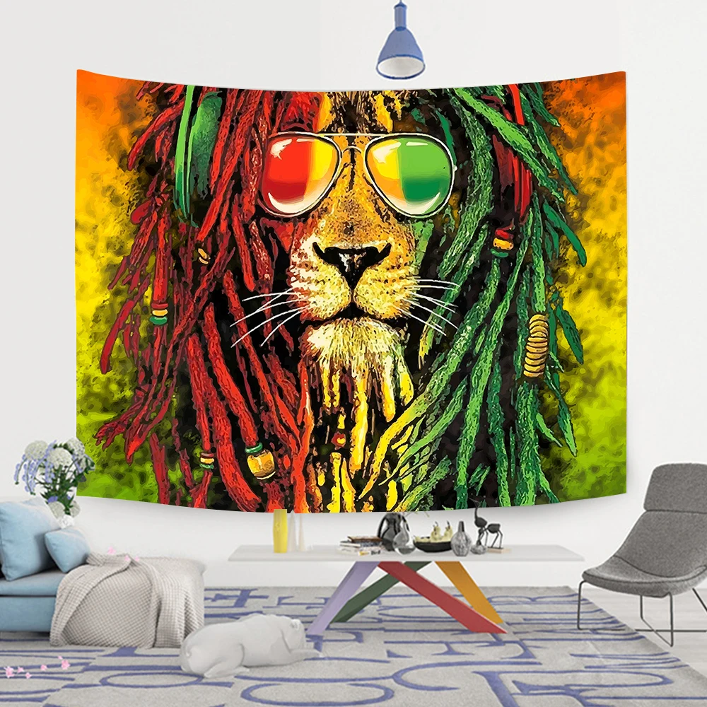 

Simsant Rasta Rastafarian Tapestry Lion Head Marley Bob Tapestry Wall Hanging Backdrop for Living Room Bedroom Decor GTSIZY0596