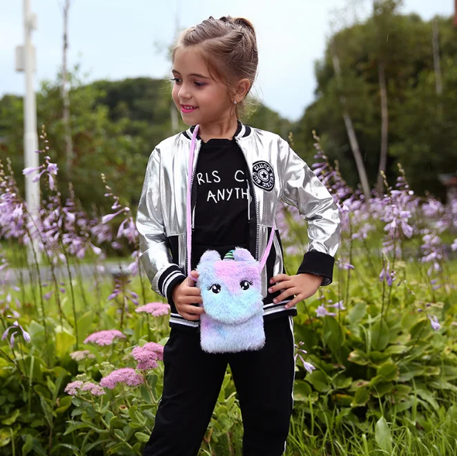 Зимняя новая мультяшная плюшевая сумка через плечо Детский плюшевый кошелек для