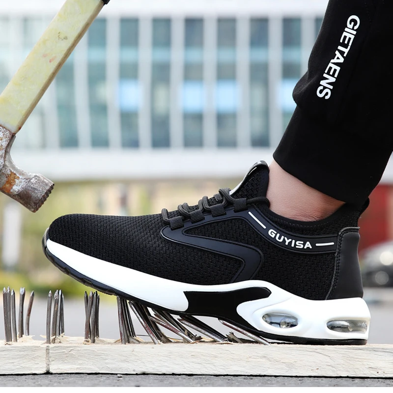 

Safety Shoes Men Women Steel Toe Boots Indestructible Work Lightweight Breathable Composite Black Big Size