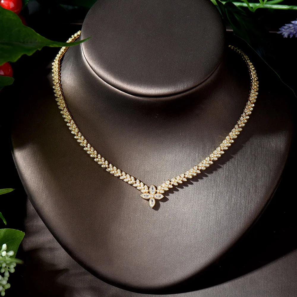 HIBRIDE Золотое свадебное ожерелье серьги для женщин Африканский ювелирный набор