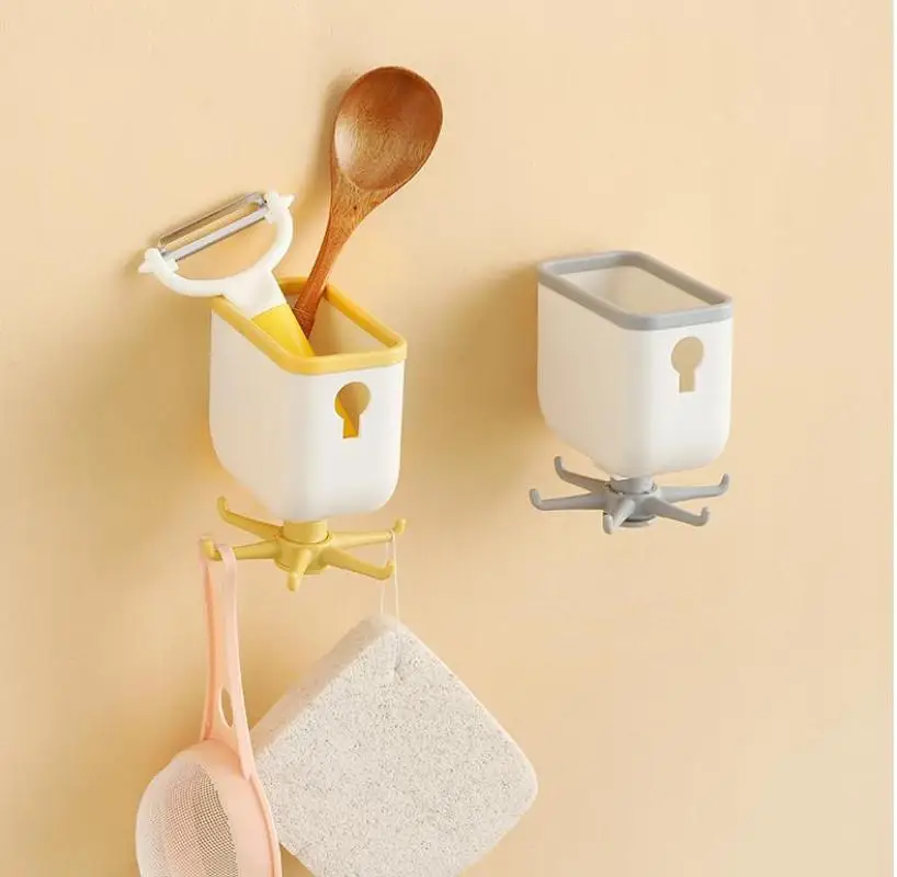 

Creative Multifunctional Rotatable Hook 360-degree Rotating Non-marking Sticky Home Household Non-perforated Kitchen Spoon Hook