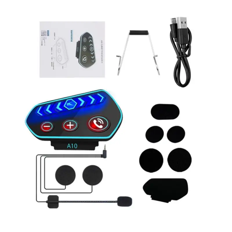 

Wireless Headphone A10 Bluetooth 5.0 Helmet Headset IP67 Waterproof LED Motorcycle Cycling Rechargeable For Calling Music