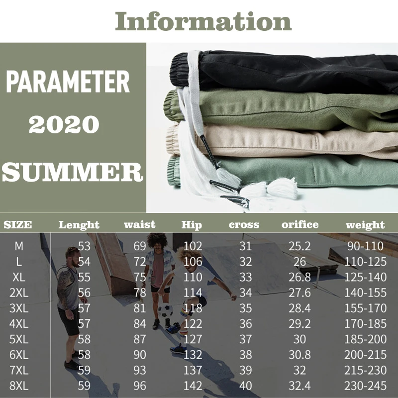 

8XL Cargo Shorts Men'S Summer Brand Cotton Casual Streetwear Pocket Solid Loose Oversize Gym Streetwear Male Washed Pants 2020