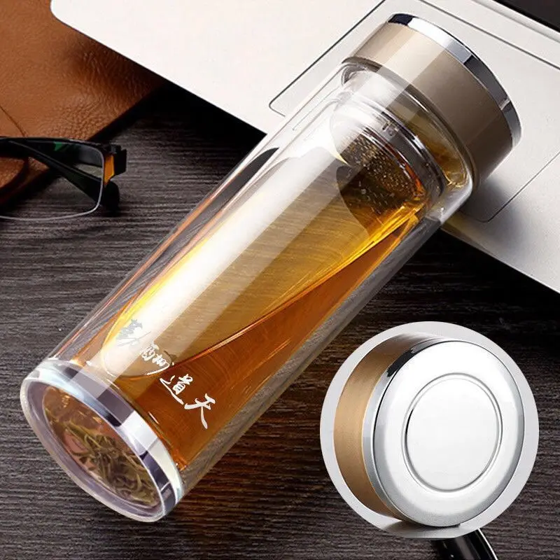 Термос бутылка Толстая двухслойная стеклянная Мужская чашка большой