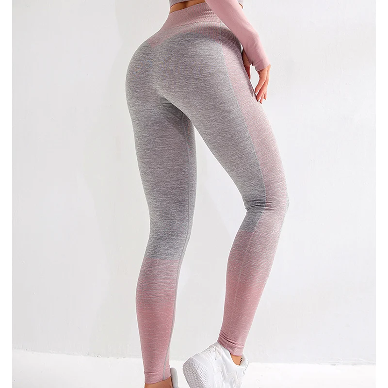 Штаны для фитнеса и йоги женские бесшовные леггинсы спортзала высокая талия