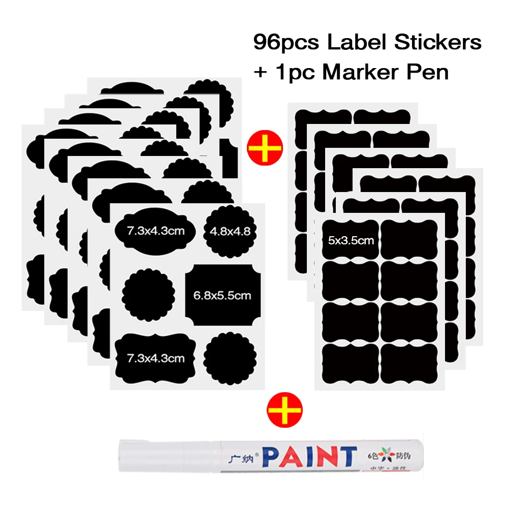 96 шт. стикеры на банки наклейка для кухни водонепроницаемые хранение бутылки