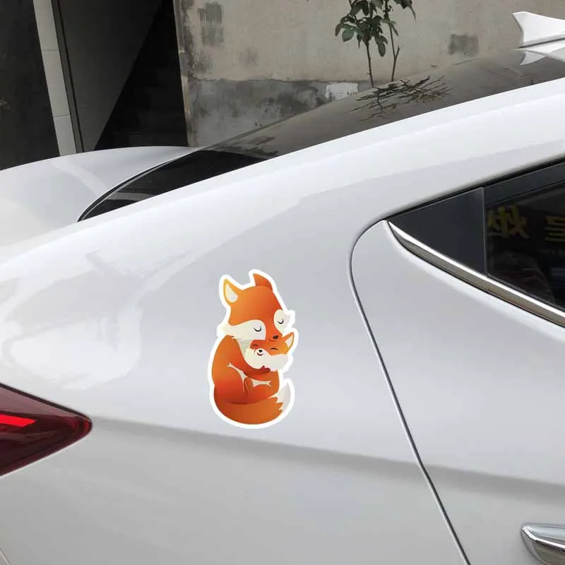 

15cmx5cm Mother fox and baby Vinyl Car stickers Decals Motorcycle Accessories Car-Window Decorative Goods PVC
