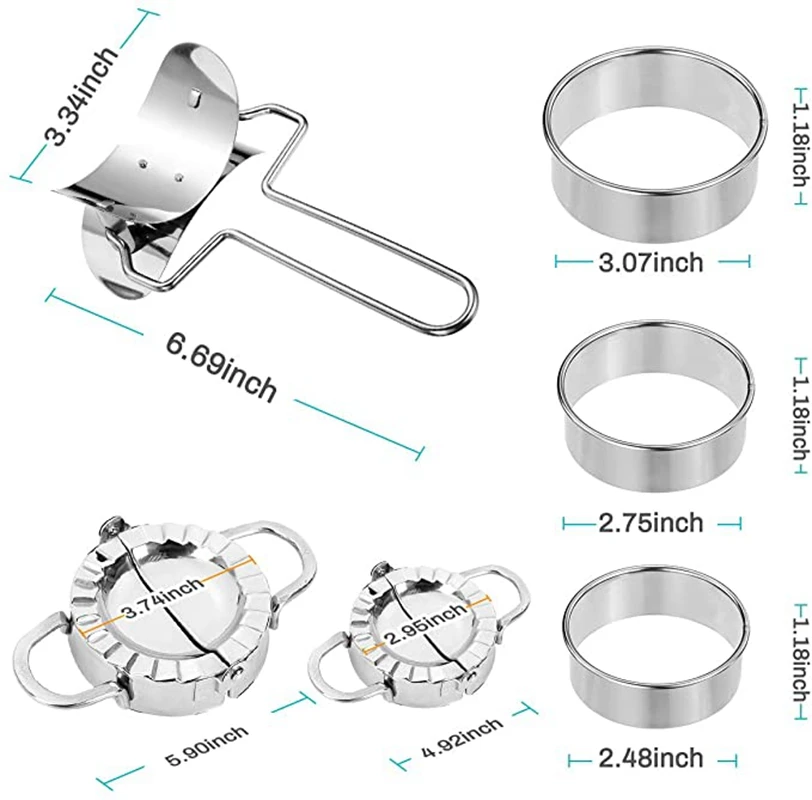 

6 Pcs Dumpling Maker Cutter Set 304 Stainless Steel Dumpling Mold Dough Press Cutter Dumplings Peeling Cutting Kitchen Tools