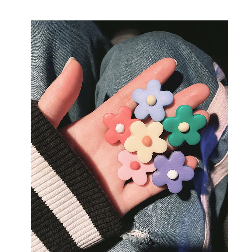 Корейские модные милые мягкие керамические серьги-гвоздики карамельных цветов