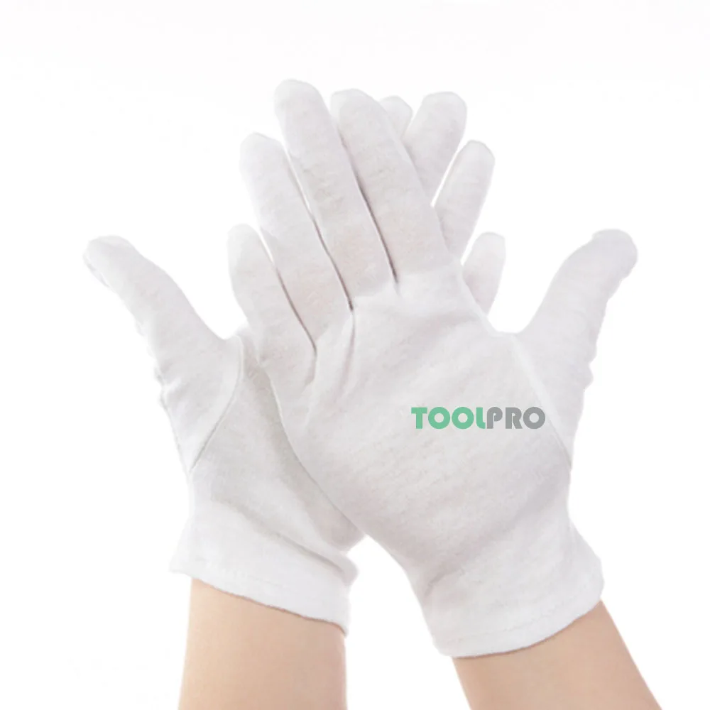 Wholesale White Gloves Soft Cotton Gloves Coin Jewelry Silver Inspection Gloves Stretchable Lining Glove 100 Pairs/lot