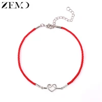 zemo heart charm red rope bracelet for women simple design wrap adjustable bracelet female girls lucky jewelry pulseras mujer