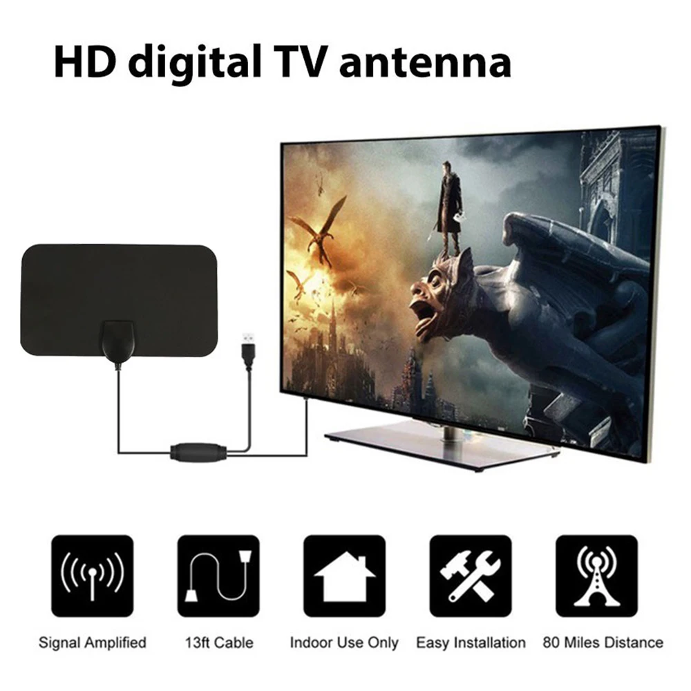 

HDTV Antenna Set Support 1080P 50-60 Miles Range Digital Antenna Channels with Amplifier Signal Booster UY8