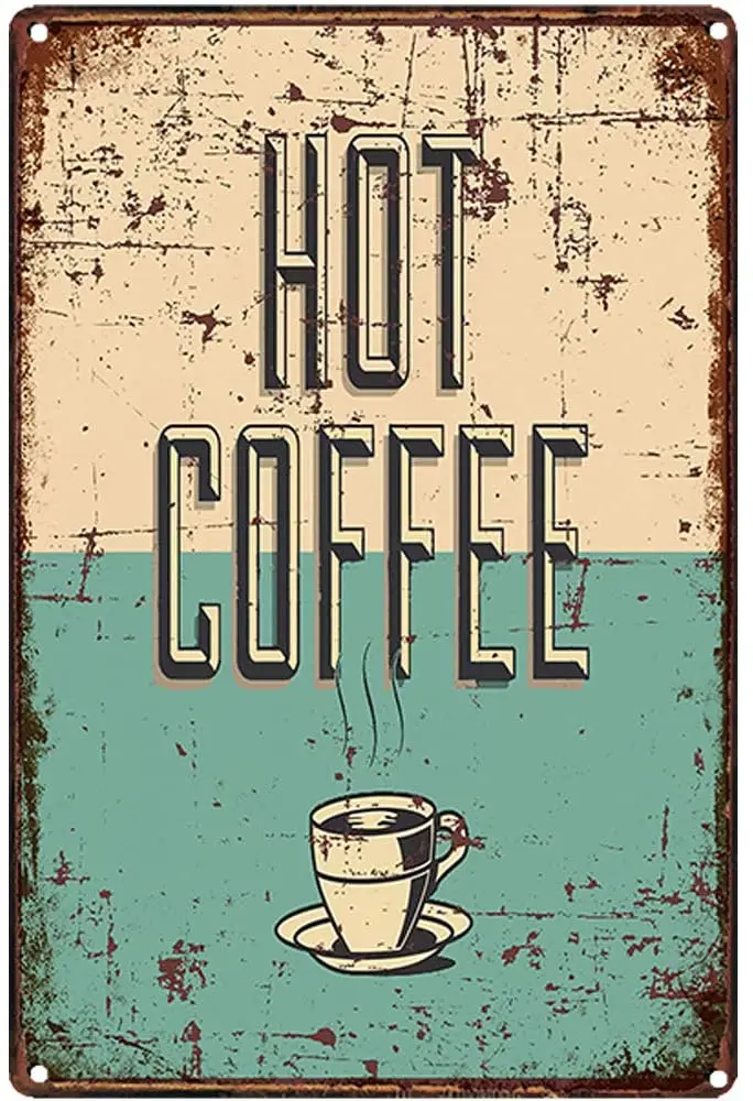 

Оригинальный ретро дизайн горячий кофе оловянные металлические знаки настенное искусство | Толстая жестяная печать постер настенное украш...