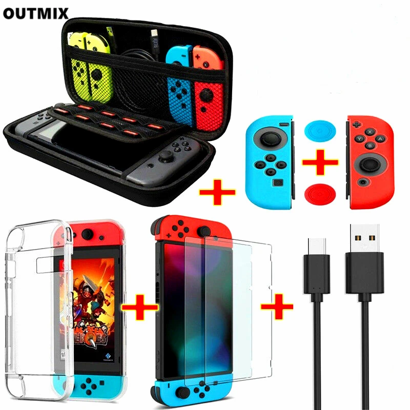 OUTMX 6 в 1 съемные кристаллы для Switch NS NX чехлы жесткая прозрачная задняя крышка